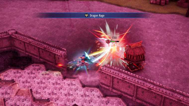 A dragon skill animation firing across the battlefield